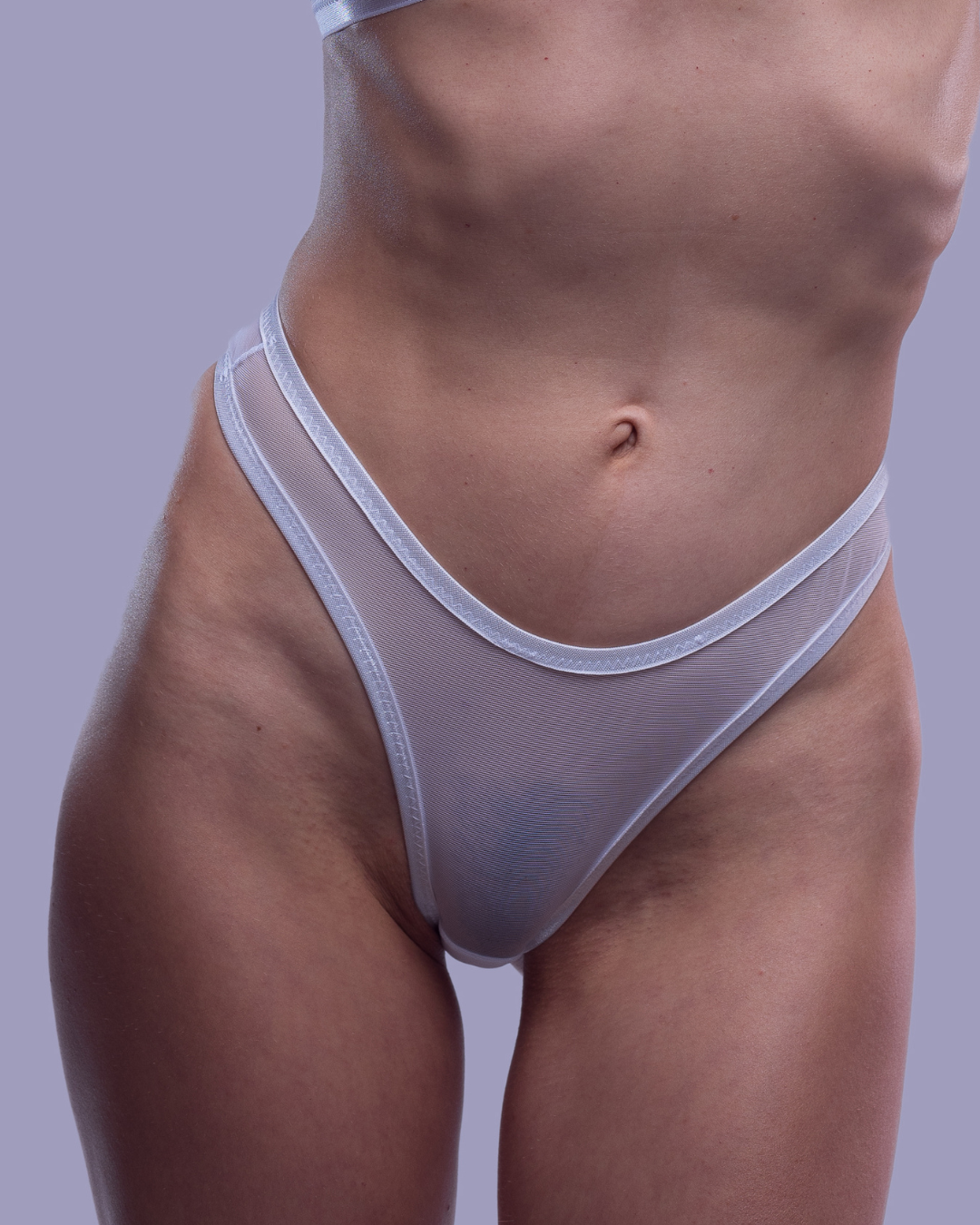White V-cut Thong