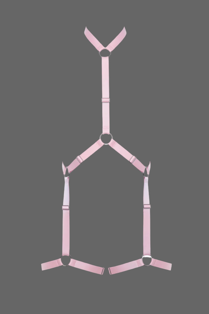 PINK Choker Harness široká pruženka