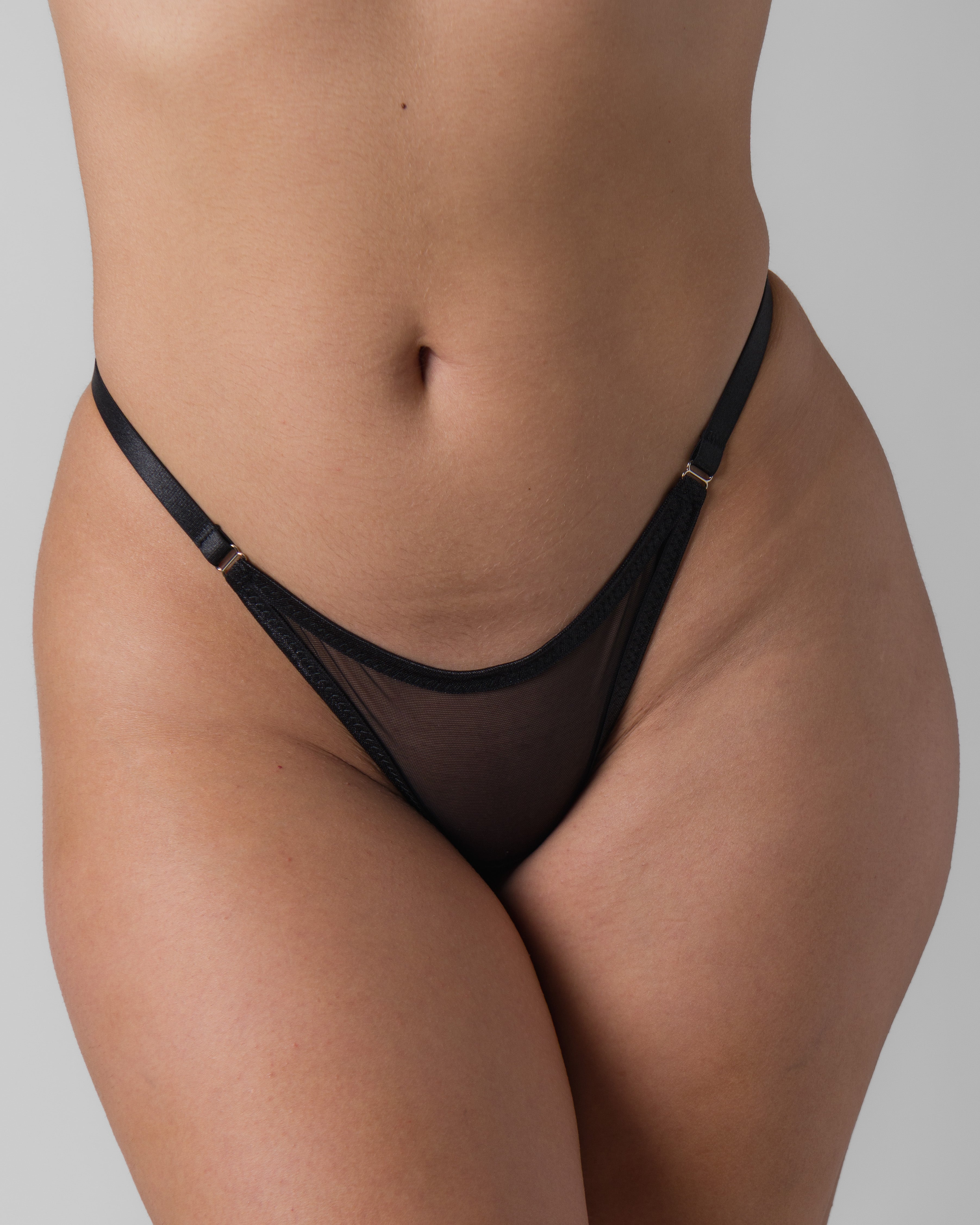 Black Adjustable Thong